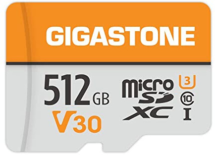 GIGASTONE 512GB MicroSDXC Speicherkarte + SD Adapter, bis zu 100 MB/s, für Kamera, PC, Laptop und Tablet, 4K UHD-Videoaufnahme, UHS-I V30 Klasse 10 U3
