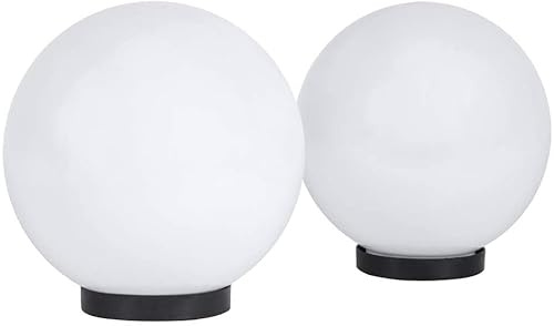 Kugelleuchte 2er Set 20/25cm weiß E27 Gartenleuchte Kugellampe Außenleuchte 230V Direktanschluß