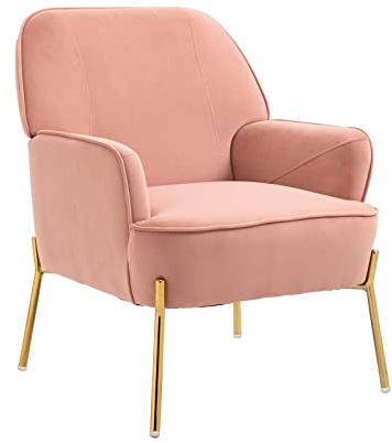 SEPNINE Fauteuil en Velours Confortable avec Accoudoirs, Assise Épaisse et Pieds en Métal, Chaise Relax pour Salon ou Chambre- Jusqu'à 135 kg
