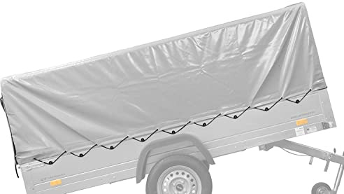 UNITRAILER Anhängerplane 264x125 cm in Grau, 80 cm Hochplane wasserdicht für Garden Trailer 264 Kipp und EXPERT Plus 2612, Abdeckung mit Expanderseil