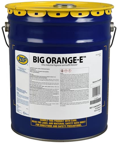 Zep Big Orange-E Heavy-Duty Citrus Degreaser Liquid - 5 Gallon (1 Unit) 48535 - Industrial Strength Formulated with Organic Degreasers, Dissolves Heavy Soil, Grease, Oil, and Protective Coatings