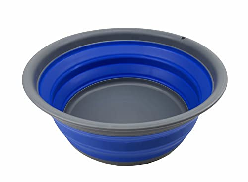 SAMMART 7.5L Collapsible Tub - Foldable Dish Tub - Portable Washing Basin - Space Saving Plastic Washtub (Grey/Purplish Blue)