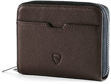 Vaultskin MAYFAIR Portafoglio Uomo in Pelle con Chiusura Lampo | Slim wallet, tasca portamonete, porta carte RFID, carte bancarie, credito e documento, piccolo portafoglio