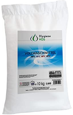 Hygiene VOS Vollwaschmittel 10 kg sehr ergiebiges Universal Waschpulver. Wäscht gründlich faserschonend. Entfernt schnell zuverlässig hartnäckige Verschmutzungen 30 bis 95 Grad