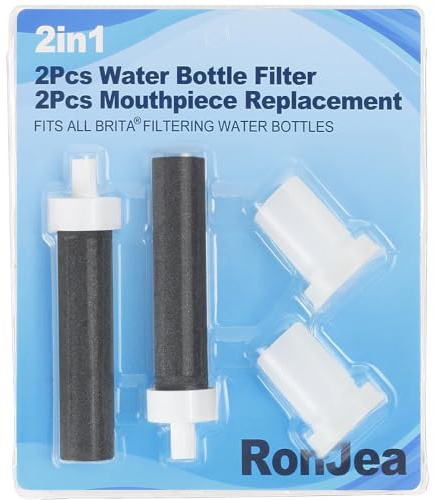 2in1 Brita Water Bottle Filter & Mouthpiece Replacement, Brita Replacement Parts with 2Pcs Brita Water Bottle Filter Replacement & 2Pcs Brita Bite Valve Replacement Compatible with Brita Water Bottle