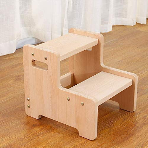 AYVADA Step Ladder Portable Step Stool Multipurpose Stepping Stool Storage Shelf Foot Platform for Kitchen (Color : Beech, Size : 2-tier)