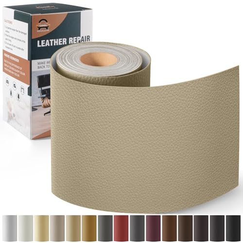 Leder Reparatur Set Khaki,OAZ Kunstleder Selbstklebend 10 x 160 cm,Kunstleder Reparaturset Leder Reparatur Patch Selbstklebende Lederflicken für Autositze Möbel Sofa Taschen