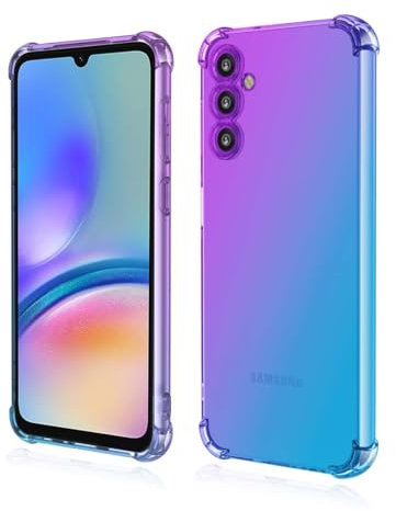 GOKEN Hülle für Samsung Galaxy A05s 4G, Schutzhülle TPU Silikon Handyhülle mit Farbverlauf Design, Transparent Stoßfest Bumper Case Soft Flex Cover, Lila/Blau