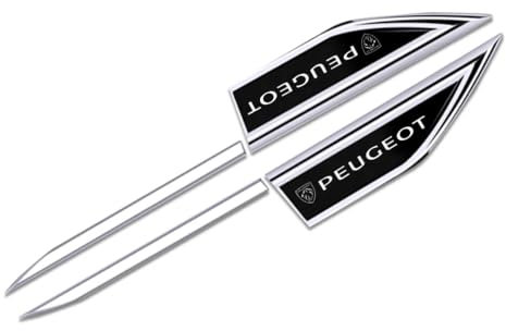 OscitY 2PCS Voiture Métal Emblèmes Logo Couteau latéral Sticker, pour Peugeot 107 108 206 207 207 CC 208 307 307 CC 308 308 CC 406 407 Signe Badge Remplacement Emblème Car Accessoires,A/Black