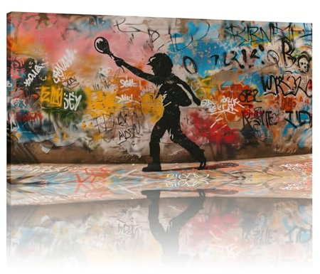 Leinwanddrucke, Banksy-Graffiti, Wandkunst, Dekor, Pop-Art, bunte Gemälde, Banksy-Poster für Wandbilder, gerahmt, 33 x 66 cm (13 x 26 Zoll), mit Rahmen