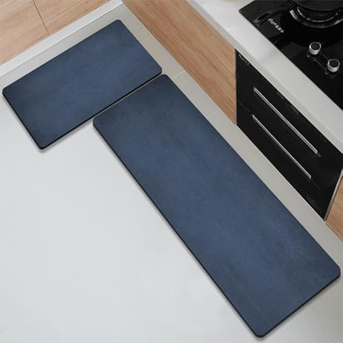 Tapis de Cuisine Bleu Encre Tapis Cuisine Devant Evier Long Antidérapant et Lavable Ensemble Universel Salon Couloir Douche Entree Porte