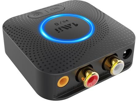 1Mii B06HD Bluetooth 5.1 Receiver for HiFi, aptX HD & Low Latency Bluetooth Audio Adapter with 3D Surround, RCA and 3.5mm Jack Audio Receiver for Music Streaming Sound System, 15Hrs Battery Life