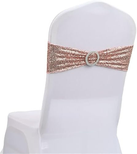 Chaise flexible, Cravates élastiques for chaise, bande de chaise, écharpes de chaise, paillettes élastiques extensibles en spandex for la décoration de fête de mariage 15 cm x 35 cm (rouge, 50 pièces)
