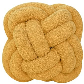 Herfair Knotenkissen Knotenkugelkissen 30cm Ultra Weiche Dekokissen Deko Aesthetic Wurfkissen für Couch Bett,Plüschkissen für Kinderzimmer Schlafzimmer Deko (Gelb)
