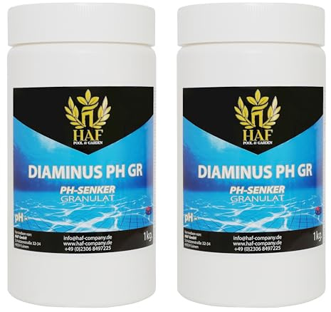 HAF® pH Senker/pH- / pH Minus Granulat 2 kg - Für eine schnelle & zuverlässige Senkung und Regulierung des pH-Werts in Pool, Schwimmbad & Whirlpool - Qualität: Made in Europe - Menge: 2 x 1 kg