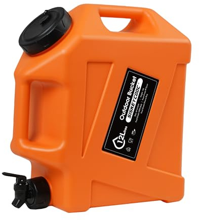 SISKEYCOOC 12L Tragbare Wasserkanister mit Hahn, BPA freie Wasserbehälter, Orange Wassertank, Wasserauslauf, Multifunktions-Wasserbehälter für Camping, Outdoor, Notfalltransport (Orange, 12L)