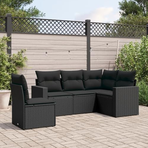 Faroom Gartenlounge Ecklounge mit Stauraum Schwarz Synthetisches Rattan L-förmig 5-sitzig 62 x 69 cm Gartenmöbel