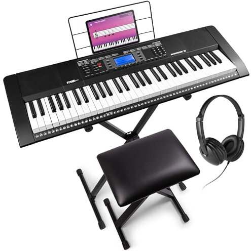 MAX Rhapsody 61-Key Electric Keyboard for Beginners - Complete Music Package with MIDI, Stand, Mic, 6 Months Lessons, Ideal Beginner Electronic Piano for Learning & Performance