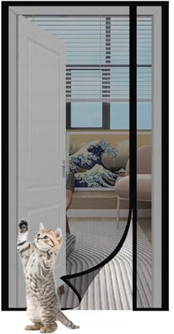 Fly Screens for Doors Balcony Insect Privacy Door Screen,W75xH225cm for Cellar Kitchen Living Room French Door,Keeps Mosquitoes Insects Out,Black