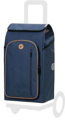 Andersen Einkaufstrolley Ersatztasche - 61 Liter - mit Kühlfach | Seiten- & Fronttasche - extra Innenfach - wasserabweisend - Reflektoren - faltbar - Folke blau