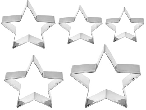 Star Cookie Cutters,5 PCS Biscuit Cutters Stainless Steel Snowflake Cutter Mini Christmas Cookie Cutters Set for Baking Decorating