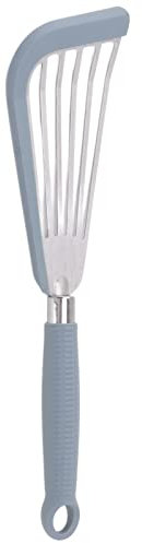Nonstick Silicone Fish Spatula Turner, Stainless Steel Slot, Multiple Usages, High Temp, for Frying Fish Steak, 12.2in, Versatile Kitchen Tool (Gray)