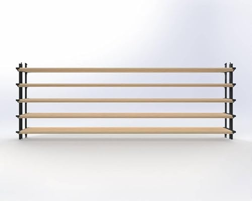 Sistema di tende in alluminio PROJECT OF WOOD 103,5 x 48 cm Antracite, lamelle regolabili, installazione verticale e orizzontale, struttura solida e stabile, pannelli in pino – 5 maniglie