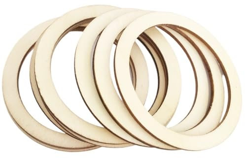 LYVQZPWLR DIY Cercle de Fer de processus en Bois, Lot de 5 Anneaux en Bois, 15 cm, Anneaux Plats en Bois Naturel Non Fini, Cercle for l'artisanat, la Fabrication de Bijoux, la décoration de la Maison