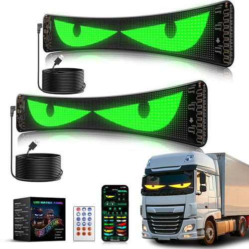 ZIMAOER Devil Eyes Light for Cars LED Augen für LKW und Auto Flexibles Programmierbares LED Display für Geschäft, Led Laufschrift Leuchtreklame Personalisiert Leuchtschild