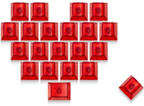 GMKWTL XVX Blank Crystal Transparent Keycaps, PC Material Custom DIY Sweet Heart Keyboard Caps, Backlit Red Candy Keycap Cherry Profile for MX Switches Mechanical Keyboard (21pcs)