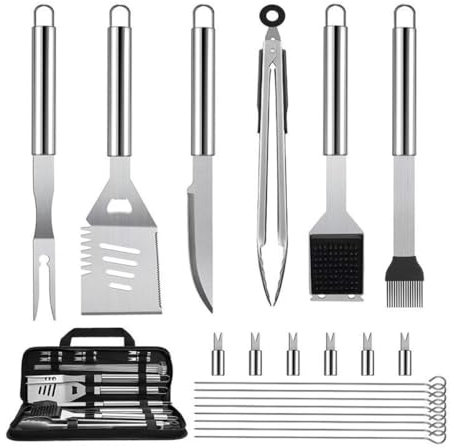 Set di Utensili per Barbecue da Esterno in Acciaio Inossidabile BBQ21