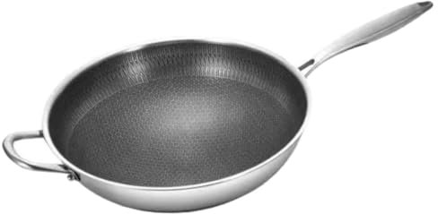 HOLIDYOYO Poêle à Frire Wok Nid Abeille Avec Double Poignée Accessoire De Cuisine Pour Cuisinières Poêle à Sauter Quotidienne