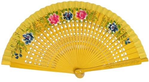 Spanischer Faltfächer für Frauen, doppelseitig, Blumenmalerei, , Holz, Handfächer für Tanz, Festival, Dekoration