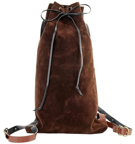 GORGECRAFT Mittelalterlicher Rucksack Kordelzug Fasertasche Mit PU Lederriemen Und Legierungsverschlüssen Tragbare Tasche Für Wikinger LARP Renaissance Outdoor Aktivitäten Cosplay Fitnessstudio Workou