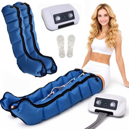 2026 Neu Lymphdrainage Gerät Beine Bei Lipödem - Kompressions-Beinmassagegerät mit 6 Luftkammern, Reduzierung Schwellungen und Müdigkeit - XL Größe (Blue, 2 Legs)