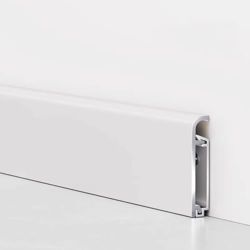 4 zócalos de metal de 125 cm de aluminio para armarios de baño y cocina, color blanco cálido, 4/6/8 cm de altura, diseño duradero y elegante