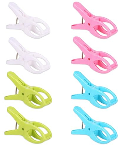 Luxorium Lot de 8 grosses pinces à linge XXL pour grande serviette de plage, pinces solides pour transat de bain, serviette de piscine ou linge