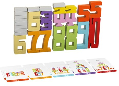predolo Blocs de Construction En Bois 1-10, Blocs Numériques, Jeu D'empilage pour La Motricité Fine