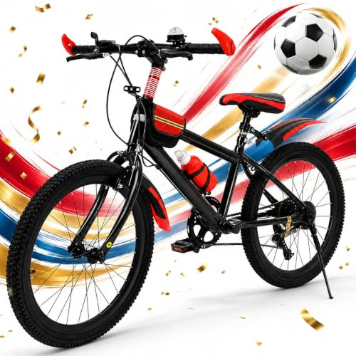 Oxylonty 20 Zoll Fahrrad mädchen, für Kinder ab 6-13 Jahren | 7-Gang-Schaltung, Scheibenbremse & Federgabel, mit Schutzblech, Wasserflasche & Kompassglocke, belastbar bis 85 kg