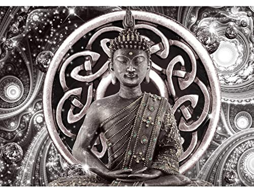 Runa Art Papier peint intissé Bouddha diamant 352 x 250 cm Toison Mur XXL Tableaux Muraux Tapisserie Photo Décoration Murale Salon Chambre grise 9108011c