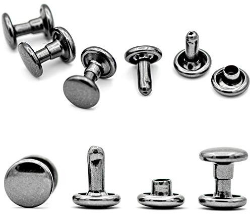 My Belt - 25 Stück Hohlnieten für Leder, Ledernieten 6mm Gunmetal, Doppelkappe Nieten, Gürtelnieten Kappe Schwarz