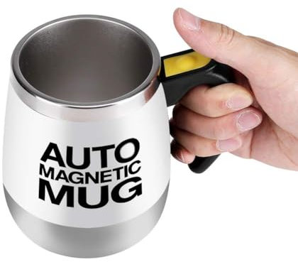 Nikou Tazza Elettrica con Agitazione in Acciaio Inox per Caffè, Latte (Nero/Bianco) (Colore: Bianca)