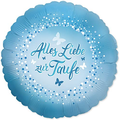 Folienballon Zur Taufe, hellblau, ca. 45 cm