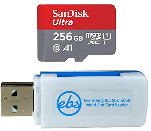 SanDisk 256GB Micro SDXC Ultra Memory Card Class 10 UHS-1 Works with Nintendo Switch Lite Gaming System (SDSQUAR-256G-GN6MN) Bundle with (1) Everything But Stromboli Micro SD Multi-Slot Card Reader