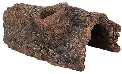 Reptile Hide Tree Trunk, Resin Hollow Tree Trunk Resin Simulation Amphibians Cave Desert Landscape Accessories for Scorpion Lizard Decoration Fish Tank Marine Decor Ornaments
