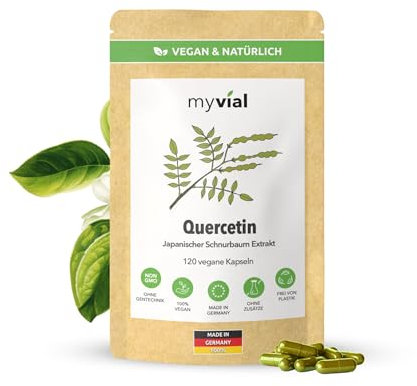 Bio Quercetin Kapseln 120 Stück - natürliches Quercetin aus japanischem Schnurbaum – vegan, plastikfrei, ohne Zusatzstoffe, produziert in Deutschland