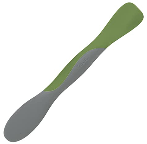 Tovolo Scoop and Spread Large Dual End Silicone Sandwich Spreader Tool with Nylon Handle, BPA Free Dishwasher Safe Silicone and Nylon Tool for Spreading and Scooping, Pesto Green and Oyster Gray