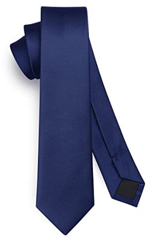HISDERN Herren Krawatte Navy Blau Schmale Einfarbig Seide Krawatten für Herren Klassische Formelle Elegante Schlipse Hochzeit Party Business Krawatte 6cm