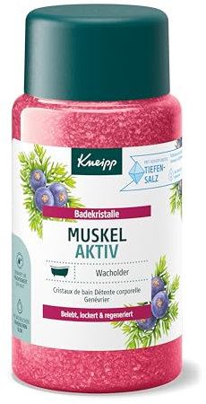 Kneipp Badekristalle Muskel Aktiv - mit wertvollem ätherischen Wacholder-, Rosmarinöl & Arnikaextrakt - wärmend wohltuend zur Muskulatur - 600g
