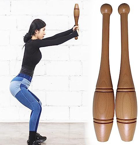 MBROS Home Gym Exercise Club Indian Clubs Holz 1 kg 2 kg, Armkrafttrainer für Anfänger, Ganzkörpertrainingsstange, schwingende Gewichtsstangen für Übungen